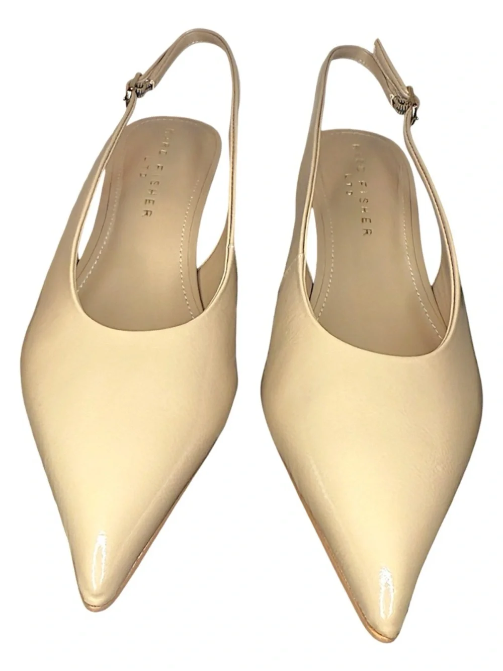 Marc Fisher Neutral Slingback Pointed Kitten Heels, Size 7 - Picture 2 of 16